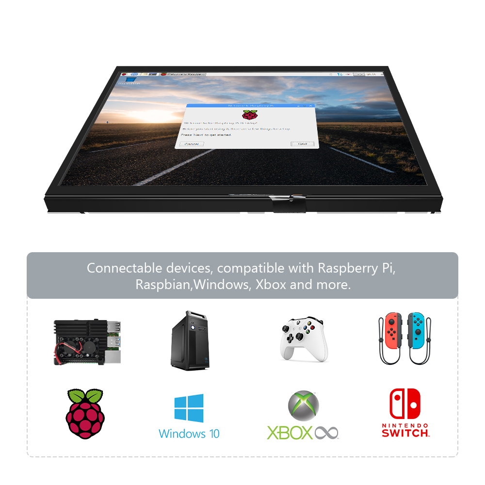 Raspberry Pi 10.1 Inch Capacitive Touch Screen Ips - Monitor Secondario per Computer LCD HDMI